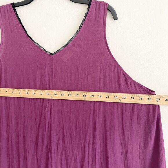 Logo Lori Goldstein Layers Tank Tunic Plus Size 3X Semi Sheer Purple Black Trim - Picture 7 of 12